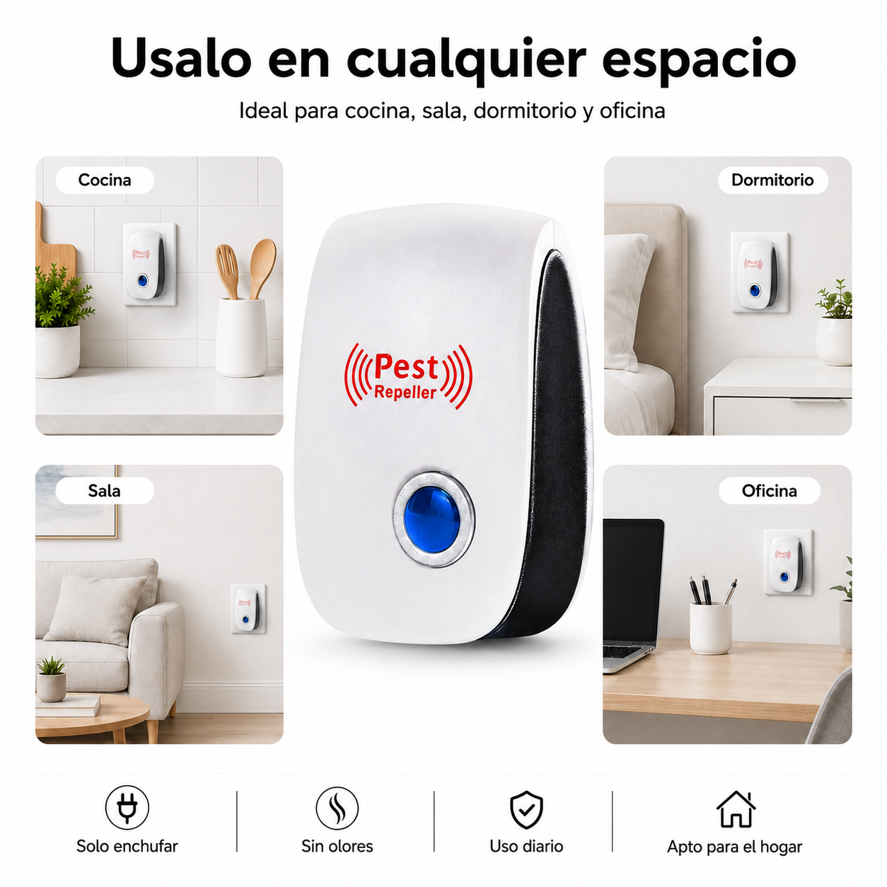 REPELENTE ULTRASONICO-Pest Reject® | para Insectos y Ratones
